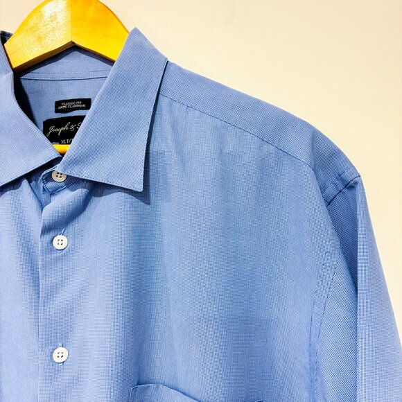 JOSEPH & FEISS | Light blue micro-check short-sleeve shirt | Soft modal | XL * - Picture 5 of 7